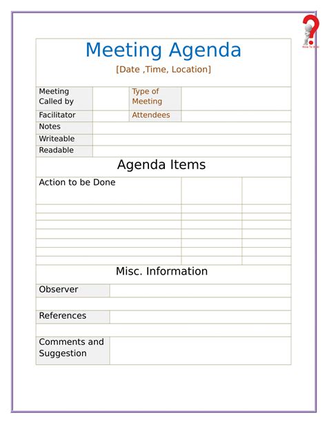 meetign agenda
